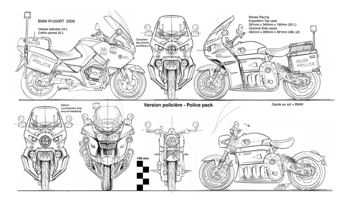 Dessin Moto Police - Moto Gris Argente Illustration De Dessin Anime